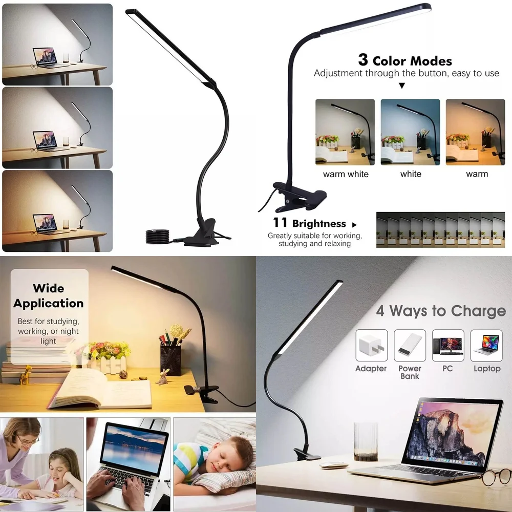 PlugLED Desk Lamp with Adjustable Gooseneck and Clip for Eye Care Reading Study Work Task Lighting USB Poweredin Desk Lamps
PlugLED Desk Lamp with Adjustable Gooseneck and Clip for Eye Care Reading Study Work Task Lighting USB Poweredin Desk Lamps