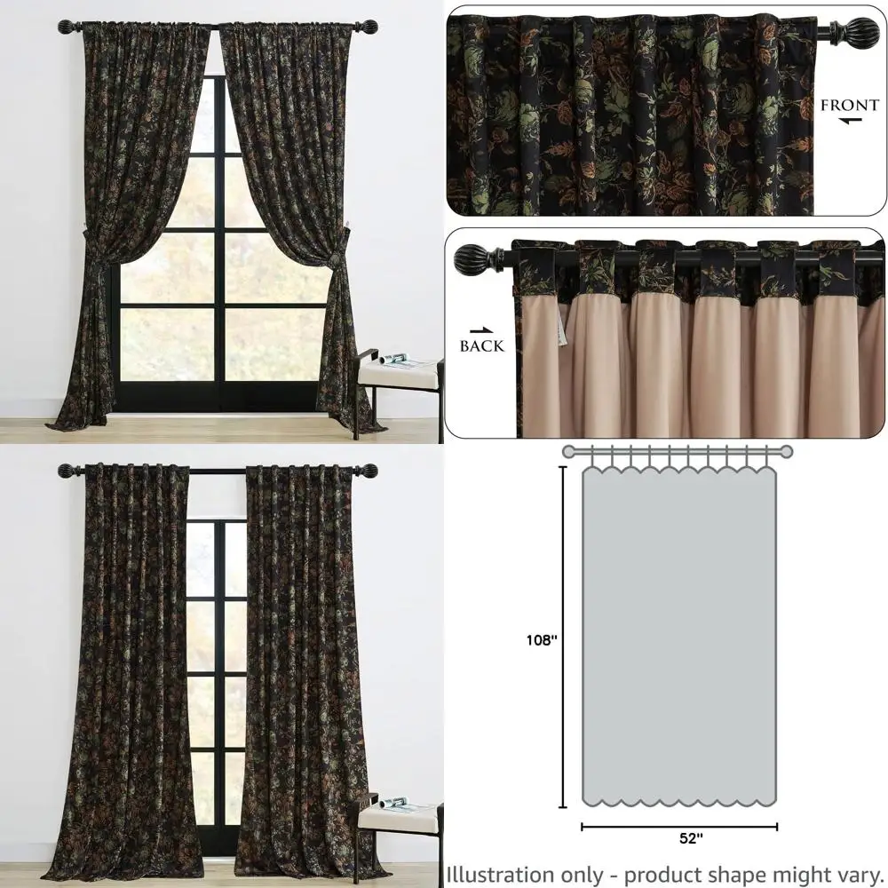 Black Thermal Insulated 108 Long Velvet Curtains with Retro Floral Design for Living Room and Dining Room Sliding Door
Black Thermal Insulated 108 Long Velvet Curtains with Retro Floral Design for Living Room and Dining Room Sliding Door