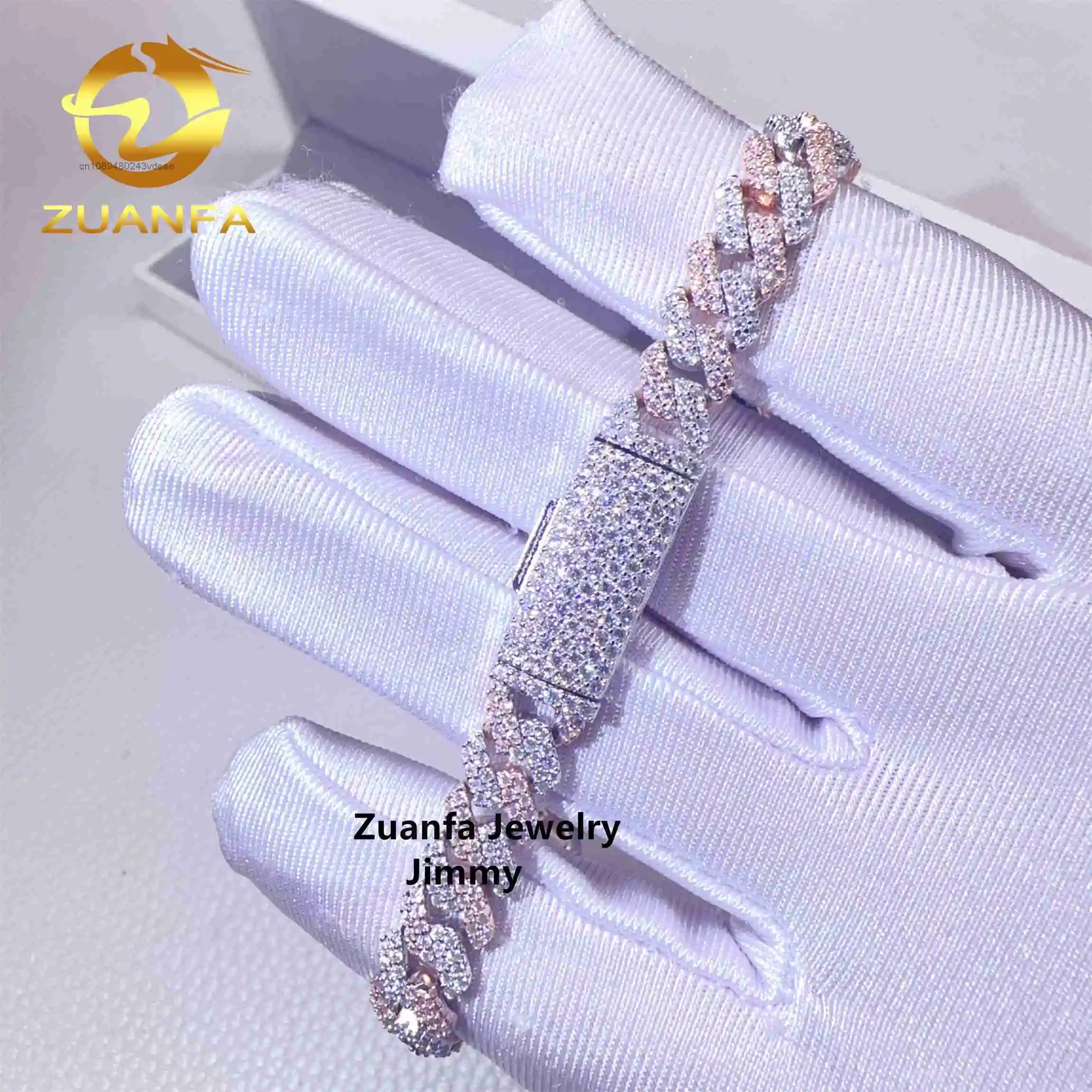 Two Tone Color 8mm 2 Rows 925 Solid Silver Iced Out Hip Hop Jewelry VVS1 Moissanite Diamond Cuban Link Chain Bracelet Men
Two Tone Color 8mm 2 Rows 925 Solid Silver Iced Out Hip Hop Jewelry VVS1 Moissanite Diamond Cuban Link Chain Bracelet Men