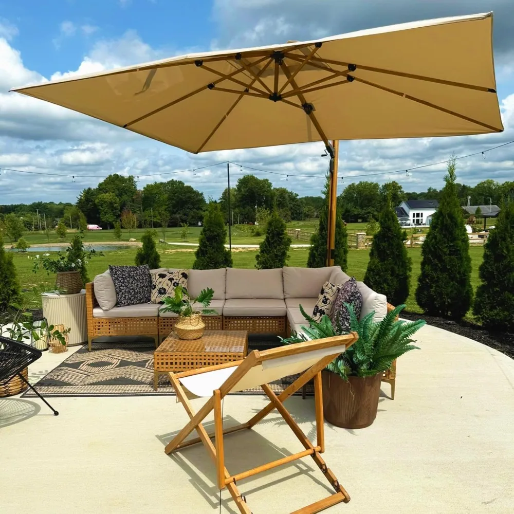 9' x 12' Rectangle Patio Cantilever Umbrella Large Hanging Umbrella Teak Finished Aluminum Frame Windproof Offset Outdoor Sun U
9' x 12' Rectangle Patio Cantilever Umbrella Large Hanging Umbrella Teak Finished Aluminum Frame Windproof Offset Outdoor Sun U