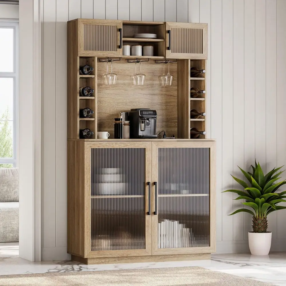 Coffee Wine Bar Cabinet with Power Outlet, 72 Rustic Liquor Cabinet, Fluted Buffet Cabinet with Storage Kitchen Pantry Cupboard
Coffee Wine Bar Cabinet with Power Outlet, 72 Rustic Liquor Cabinet, Fluted Buffet Cabinet with Storage Kitchen Pantry Cupboard