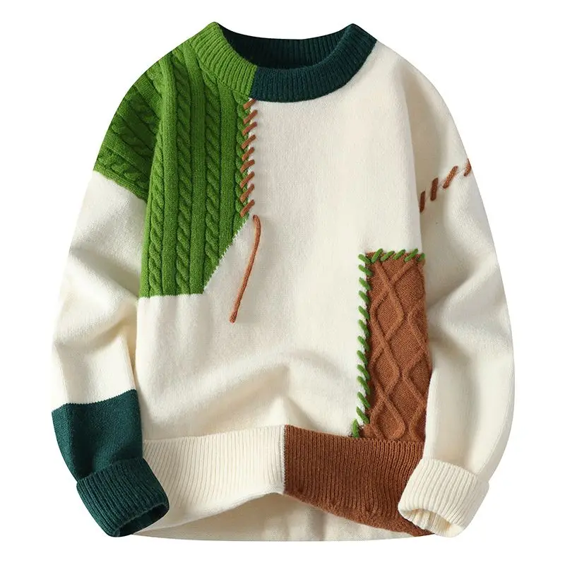 Pullover Man Contrasting Colors Splicing Knitwear Crewneck Knitted Sweaters for Men Thick Round Collar Cheap Designer Original
Pullover Man Contrasting Colors Splicing Knitwear Crewneck Knitted Sweaters for Men Thick Round Collar Cheap Designer Original