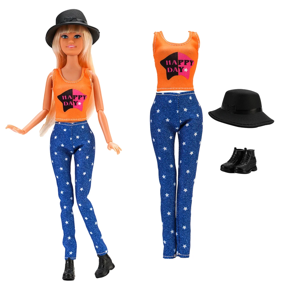 NK Official 1 Set 11.5 Inch Doll Clothes Denim Style set: orange top+pants+hat+shoes Birthday gift toy DIY Doll Accessories
NK Official 1 Set 11.5 Inch Doll Clothes Denim Style set: orange top+pants+hat+shoes Birthday gift toy DIY Doll Accessories
