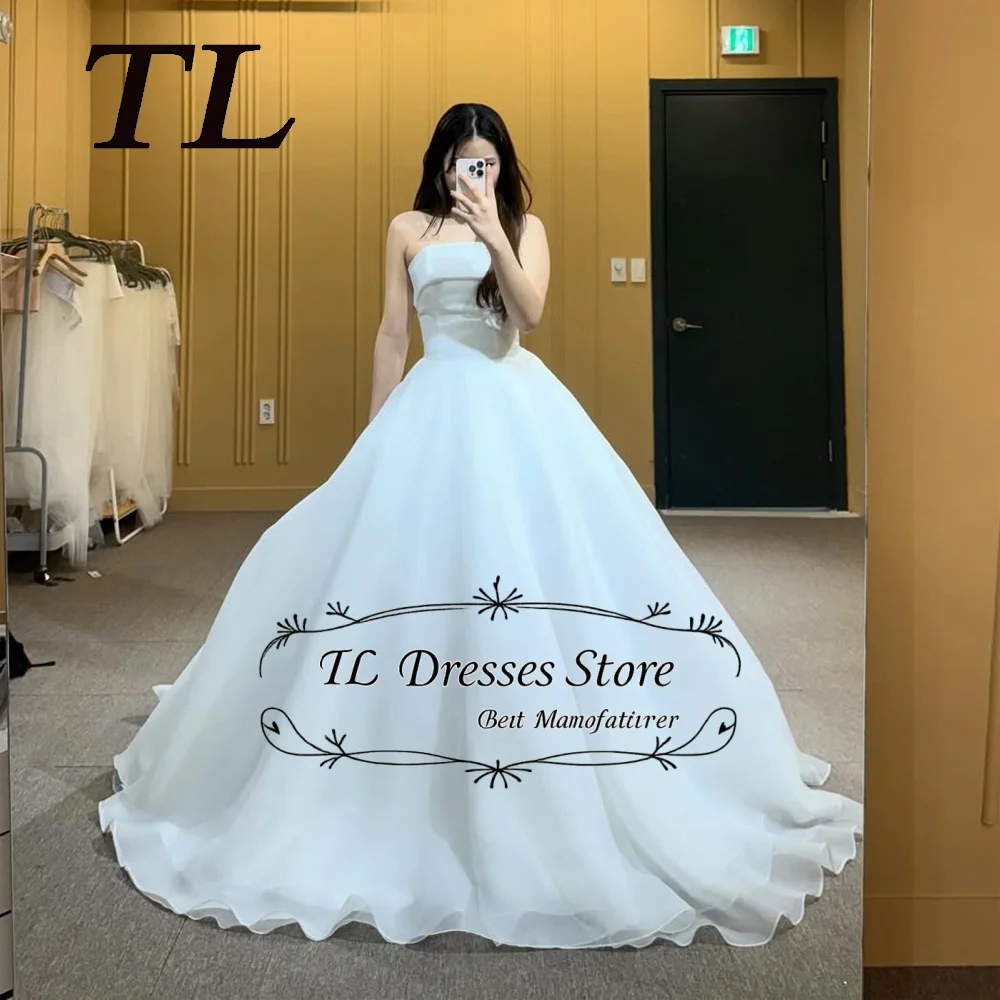 TL Elegant Strapless A Line Ball Gown Organza Corset Korea Wedding Dresses Long Bridal Dress Backless Party Dress Customized
TL Elegant Strapless A Line Ball Gown Organza Corset Korea Wedding Dresses Long Bridal Dress Backless Party Dress Customized 