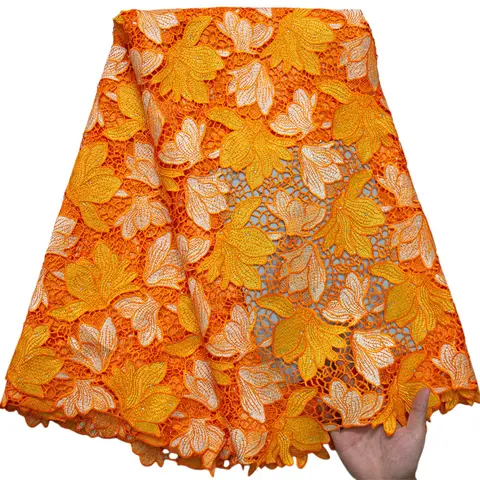Tissu africain en dentelle Guipure bleu, cordon de haute qualité, 5 Yards, Soluble dans l'eau, robe de soirée nigériane pour femmes, A3844, 2024