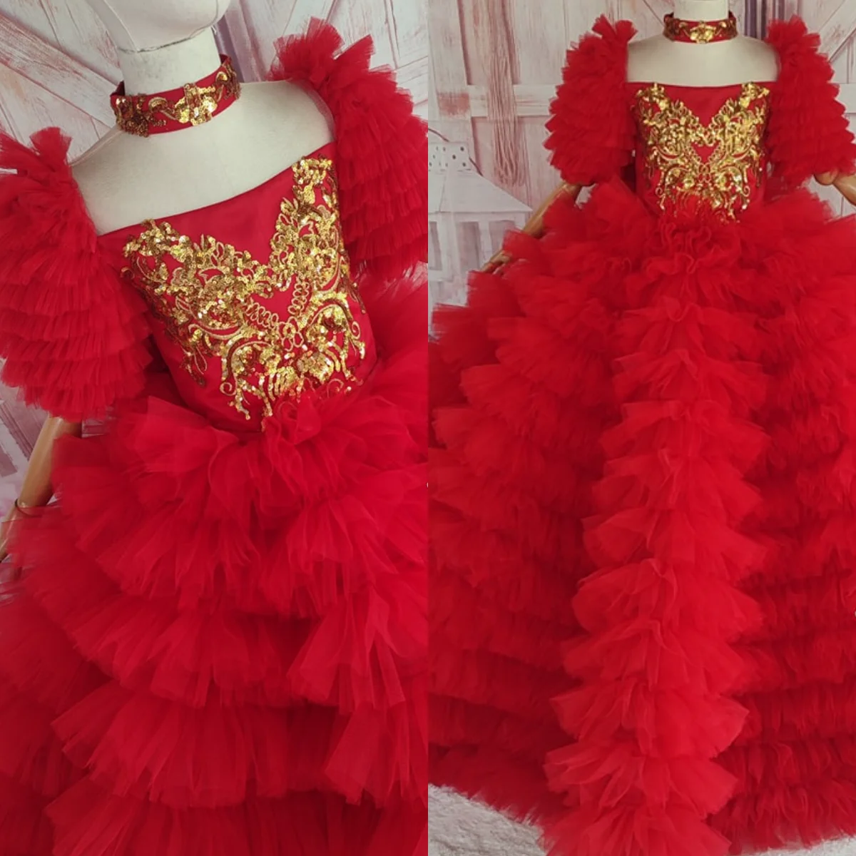 Layered Tulle Red Flower Girl Dresses Sequined Princess Customized Baby Girls Birthday Ball Gown Party Pageant Dress For Wedding
Layered Tulle Red Flower Girl Dresses Sequined Princess Customized Baby Girls Birthday Ball Gown Party Pageant Dress For Wedding