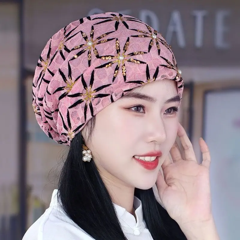 Hat Women's Fashion Trend Heap Hat Bronzing Star Lace Rhinestone Headscarf Hat Early Autumn
Hat Women's Fashion Trend Heap Hat Bronzing Star Lace Rhinestone Headscarf Hat Early Autumn