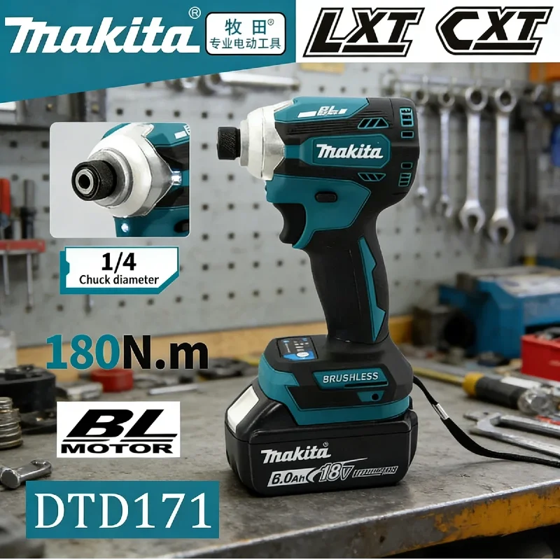 Бесщеточный ударный шуруповерт Makita DTD173 синего цвета, многофункциональный электроинструмент с насадками, совместимый с аккумулятором 18В
Бесщеточный ударный шуруповерт Makita DTD173 синего цвета, многофункциональный электроинструмент с насадками, совместимый с аккумулятором 18В
