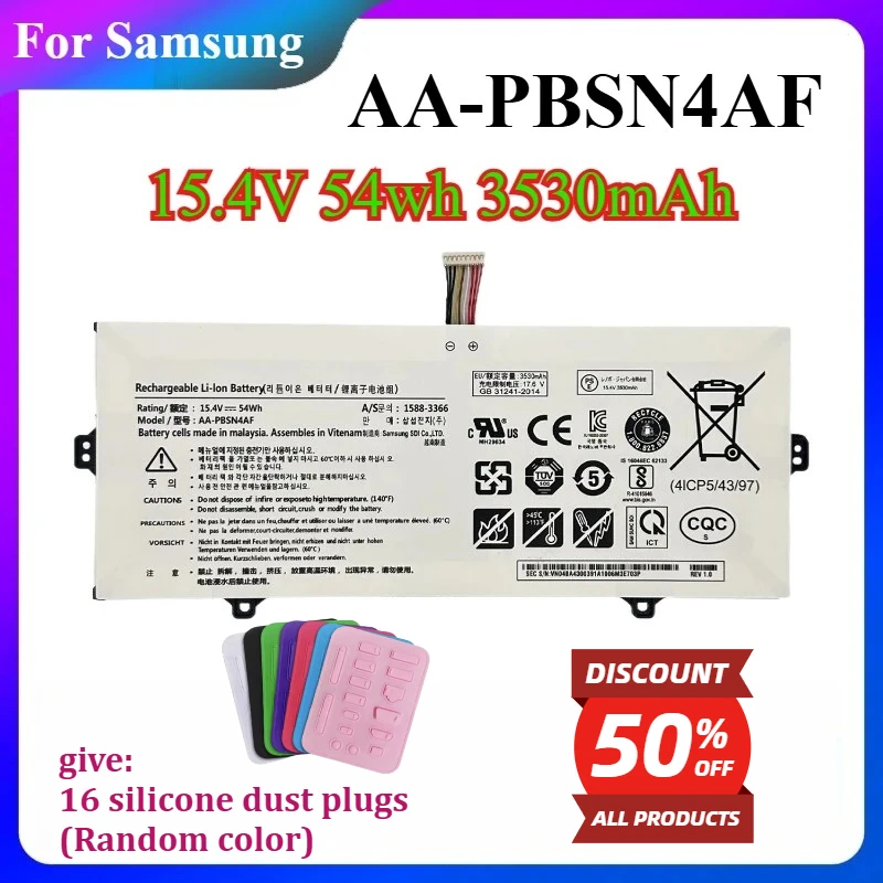 Laptop Battery For Samsung AA-PBSN4A Notebook 13 NP930SBE-K01US NP930SBE NT930SBE High-Capacity 15.4V 3530mAh 54wh
Laptop Battery For Samsung AA-PBSN4A Notebook 13 NP930SBE-K01US NP930SBE NT930SBE High-Capacity 15.4V 3530mAh 54wh