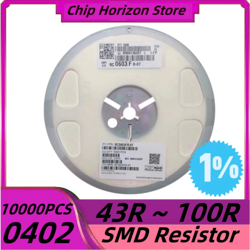 10000 шт. 0402 SMD резистор 1% 43R ~ 100R Ом чип-резистор 1/16 Вт 47R51R56R62R68R75R82R91R100RНовый
10000 шт. 0402 SMD резистор 1% 43R ~ 100R Ом чип-резистор 1/16 Вт 47R51R56R62R68R75R82R91R100RНовый