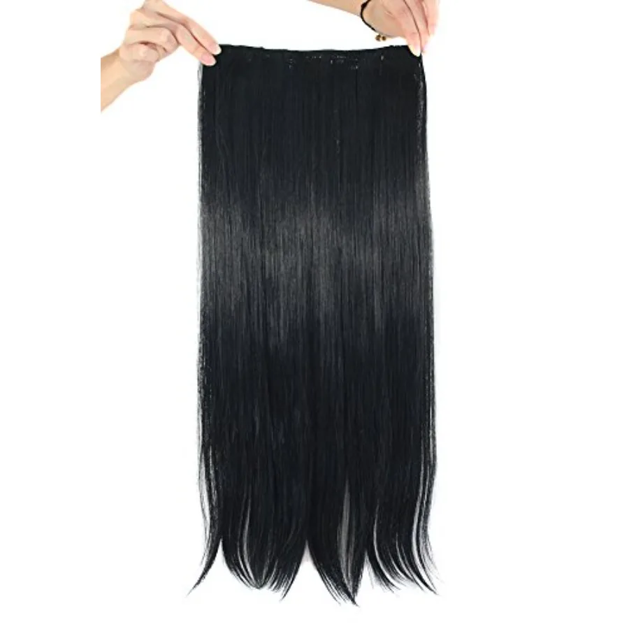 Clip-in hair extensions for daily wear, synthetic fiber, black, seamless blend and heat-resistant
Clip-in hair extensions for daily wear, synthetic fiber, black, seamless blend and heat-resistant