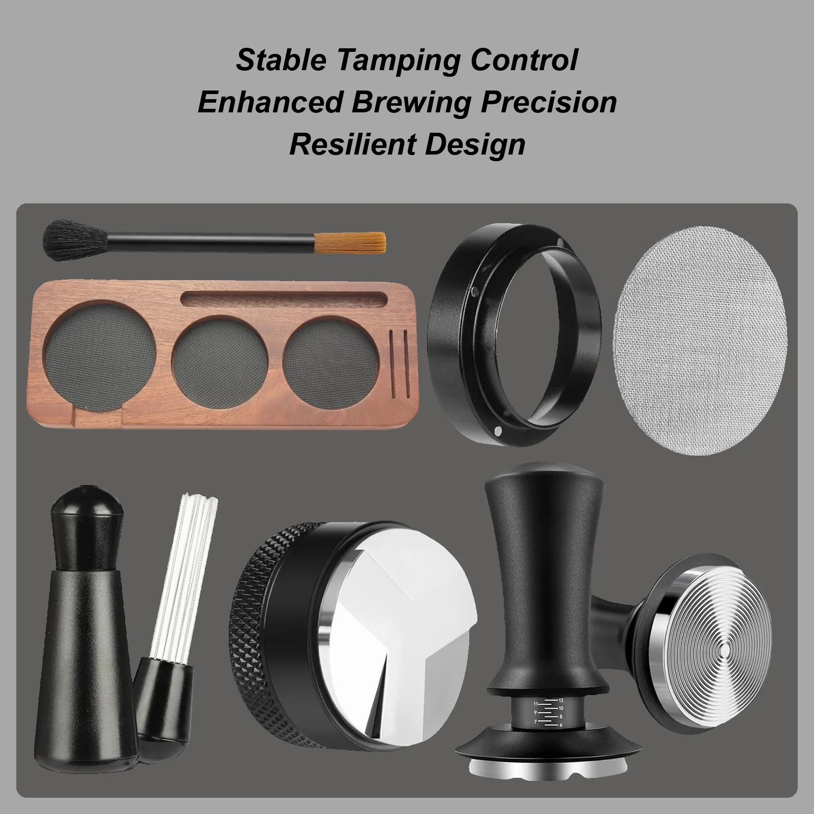 7pcs Espresso Accessories Kit 51mm B-arista Kit Portable Coffee Press Gadget Espresso Tamper Kit With Dispenser Press Pad
7pcs Espresso Accessories Kit 51mm B-arista Kit Portable Coffee Press Gadget Espresso Tamper Kit With Dispenser Press Pad