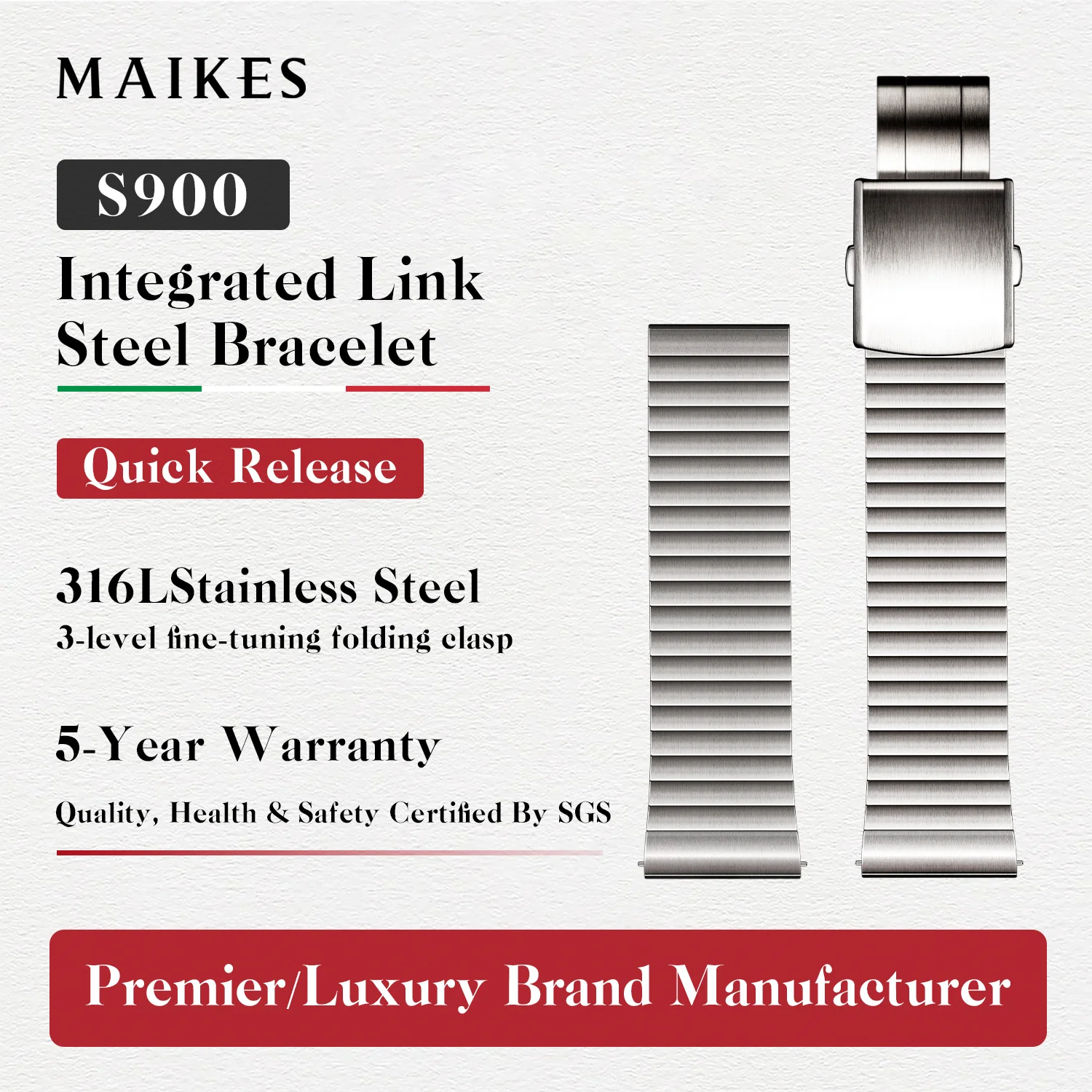 MAIKES S900 Integrated Link Bracelet Watchbands 316L Stainless Steel Strap Watch Accessories 19mm 20mm 21mm 22mm 24mm
MAIKES S900 Integrated Link Bracelet Watchbands 316L Stainless Steel Strap Watch Accessories 19mm 20mm 21mm 22mm 24mm
