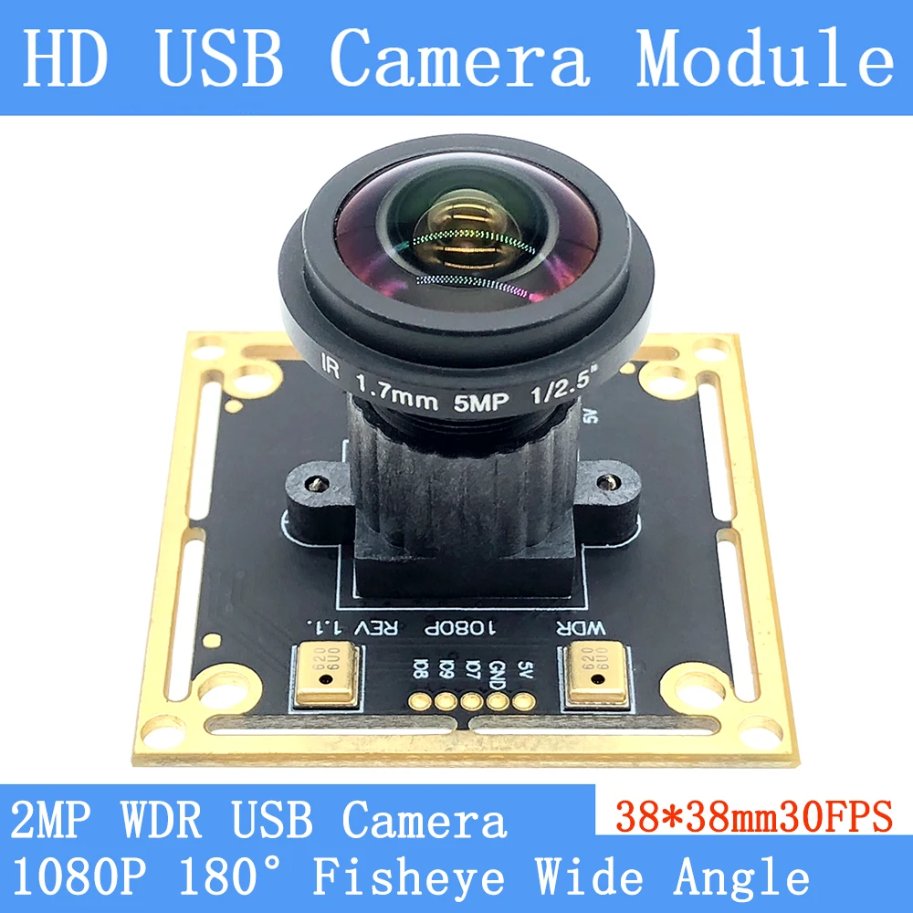 Plug Play Industrial Surveillance Non Distortion WDR 2MP Full HD 1080P Webcam OTG UVC 30FPS USB Camera Module with Microphone