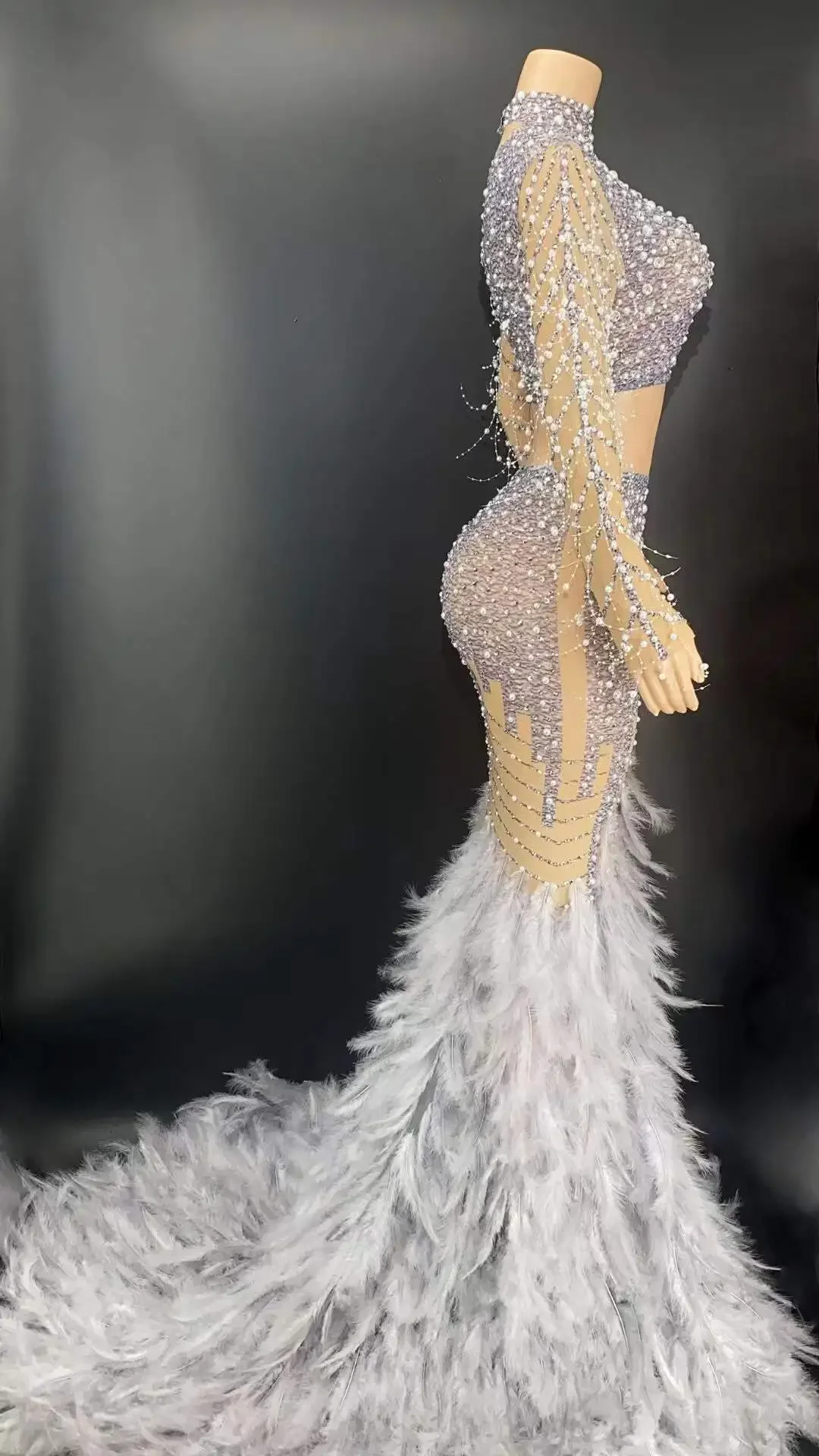 Women Birthday outfit Pearls Sequins Feather Celebrate Evening Formal special Occasion Wedding Dresses Dance Dress
Women Birthday outfit Pearls Sequins Feather Celebrate Evening Formal special Occasion Wedding Dresses Dance Dress