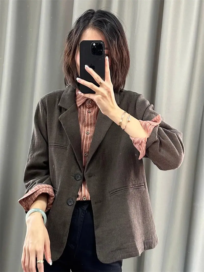 Women's Blazer Jacket 2023 Autumn Fashion Casual Loose Versatile Open Line Contrast Color Simple Retro Slim Suit Coat Z2923
Women's Blazer Jacket 2023 Autumn Fashion Casual Loose Versatile Open Line Contrast Color Simple Retro Slim Suit Coat Z2923