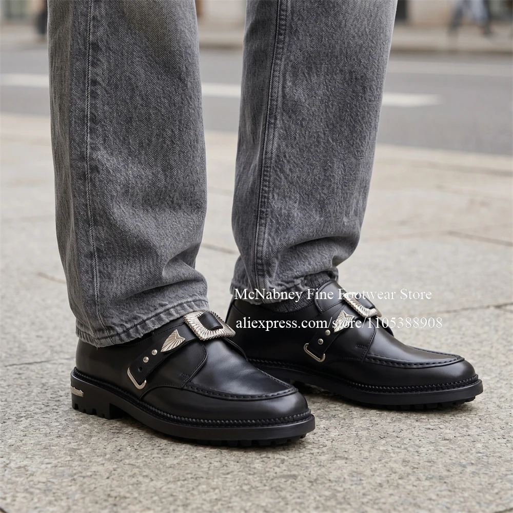 Elegant Men Leather Monk Strap Shoes Leather Metal Buckle Decor Thick Sole Formal Shoes for Men Fashion Shoes Men Dailywear
Elegant Men Leather Monk Strap Shoes Leather Metal Buckle Decor Thick Sole Formal Shoes for Men Fashion Shoes Men Dailywear