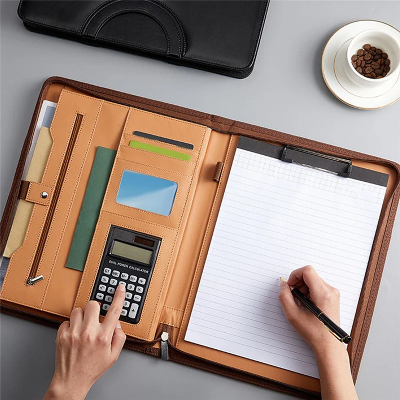Y50A-Leather Portfolio Folder With Zipper For Women/Men, Business Padfolio With Handle, Conference Notepad Folder
Y50A-Leather Portfolio Folder With Zipper For Women/Men, Business Padfolio With Handle, Conference Notepad Folder