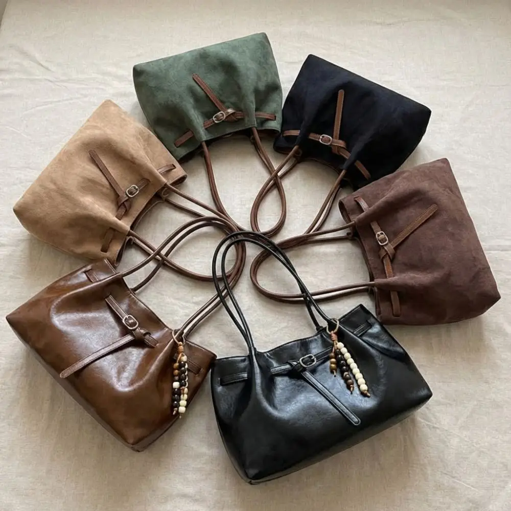 Suede/PU Leather Shoulder Bag Retro Elegant Handbag Large Capacity Solid Color Commuting Tote Bag School/Travel/Work Suede/PU Leather Shoulder Bag Retro Elegant Handbag Large Capacity Solid Color Commuting Tote Bag School/Travel/Work