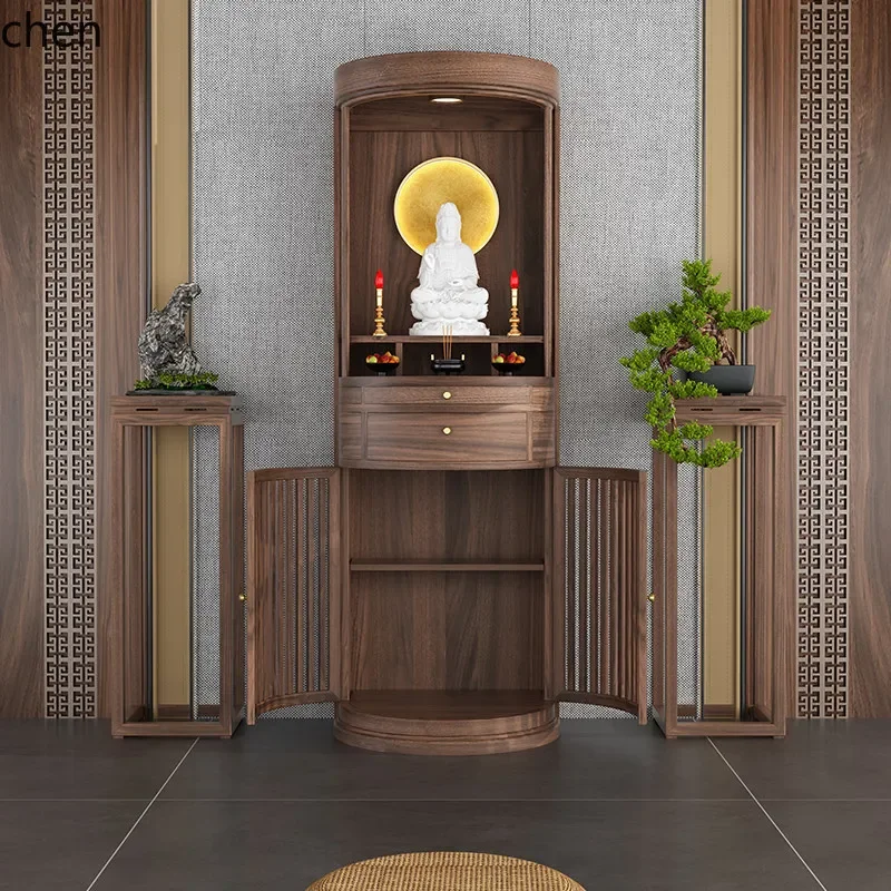 r5.21 New Chinese Style Solid Wood Buddha Niche Home Worship Altar Black Walnut Buddha Cabinet
r5.21 New Chinese Style Solid Wood Buddha Niche Home Worship Altar Black Walnut Buddha Cabinet