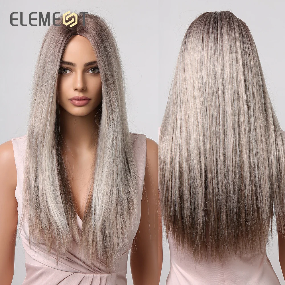 ELEMENT Synthetic Wig Long Straight Middle Part Hair Ombre Grey Brown Wigs for Women Daily Party Cool Heat Resistant Breathable
ELEMENT Synthetic Wig Long Straight Middle Part Hair Ombre Grey Brown Wigs for Women Daily Party Cool Heat Resistant Breathable