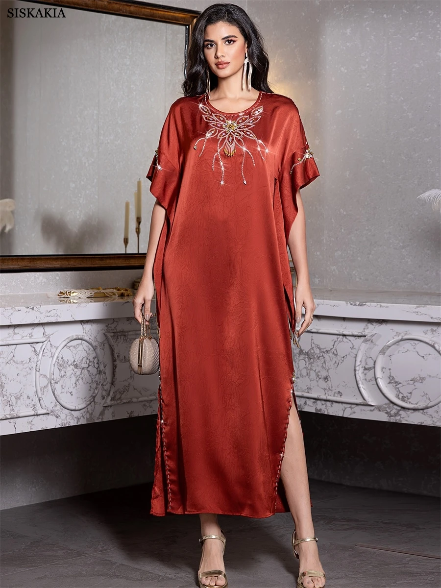 Siskakia Ramadan Moroccan Fashion Rhinestone Decorated Abaya Dubai Butterfly Sleeves Maxi Dress Split Hem Kaftan
Siskakia Ramadan Moroccan Fashion Rhinestone Decorated Abaya Dubai Butterfly Sleeves Maxi Dress Split Hem Kaftan