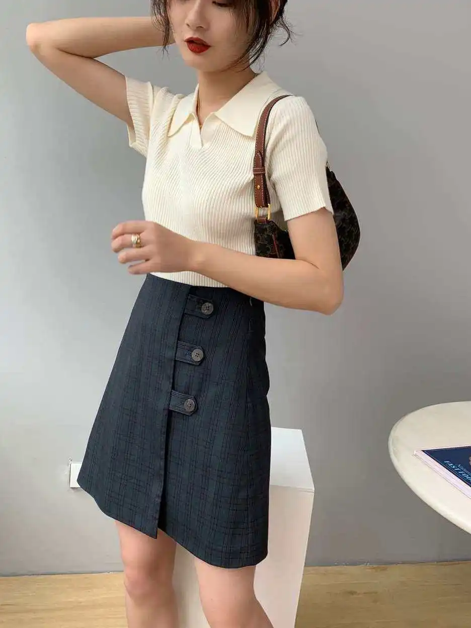 Women's Shirt Short SVE Sweater Pure Color Three-quarter Sleeve Knitted Top Bright Thread Detail Acrylic Regular Fit
Women's Shirt Short SVE Sweater Pure Color Three-quarter Sleeve Knitted Top Bright Thread Detail Acrylic Regular Fit