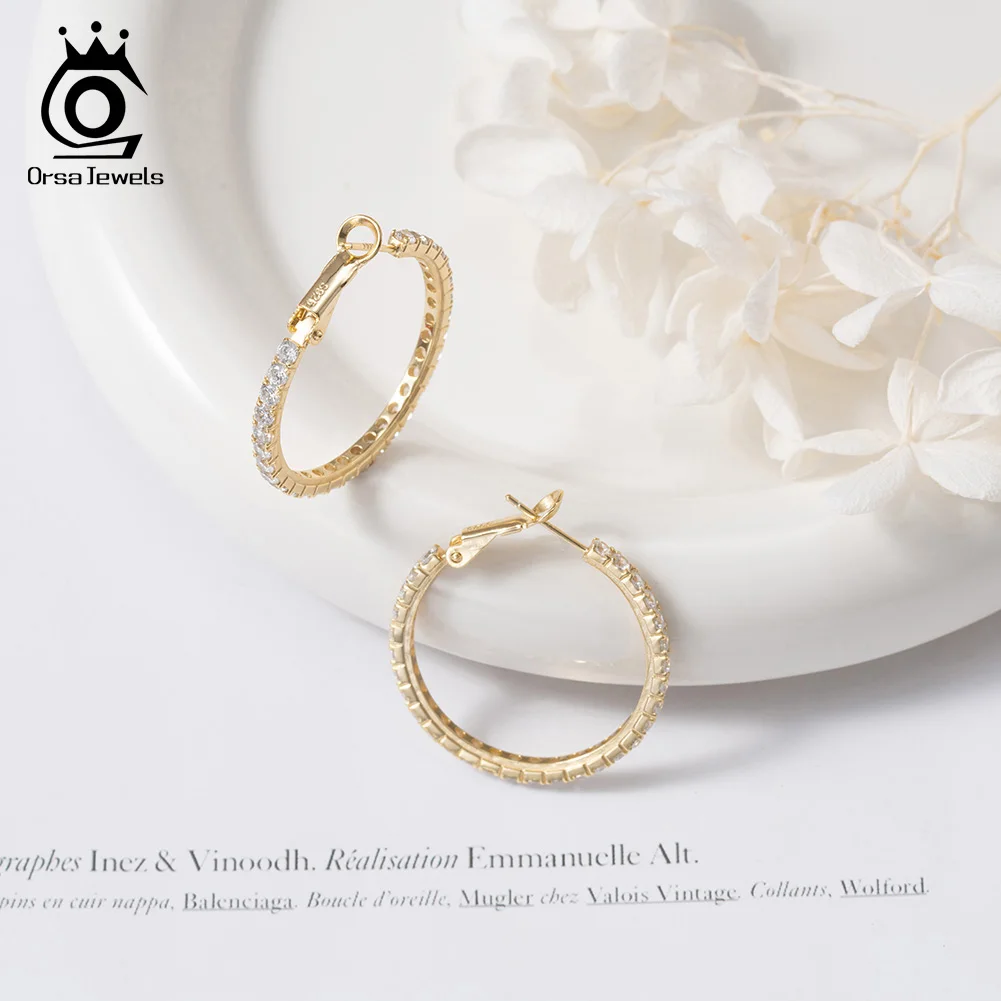 ORSA JEWELS Romantic Large Hoop Earrings Cubic Zirconia Gift 925 Sterling Silver Rhinestone Circle Earrings Wedding Party SE394
ORSA JEWELS Romantic Large Hoop Earrings Cubic Zirconia Gift 925 Sterling Silver Rhinestone Circle Earrings Wedding Party SE394