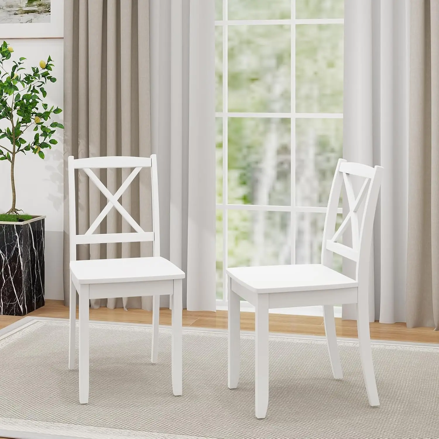 Wood Dining Chairs Set of 2, Armless Kitchen Chair w/Rubber Wood Legs & Curved Backrest, Farmhouse Cross Back Diner, Customized
Wood Dining Chairs Set of 2, Armless Kitchen Chair w/Rubber Wood Legs & Curved Backrest, Farmhouse Cross Back Diner, Customized