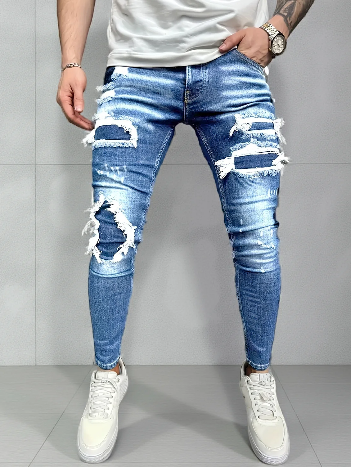 Men's Distressed Grey Jeans | Street Style Slim - Fit Ripped Denim Pants | Trendy Casual Trousers for Daily & Hip - Hop Looks
Men's Distressed Grey Jeans | Street Style Slim - Fit Ripped Denim Pants | Trendy Casual Trousers for Daily & Hip - Hop Looks
