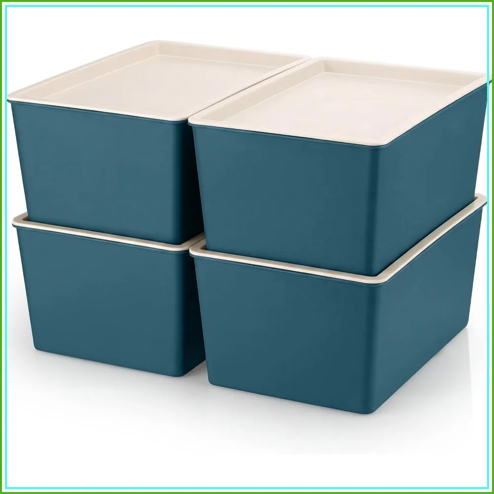 4 Pack Stackable Storage Bins with Lids for Shelves, Plastic Organizer Boxes for Christmas Ornaments, Small
4 Pack Stackable Storage Bins with Lids for Shelves, Plastic Organizer Boxes for Christmas Ornaments, Small