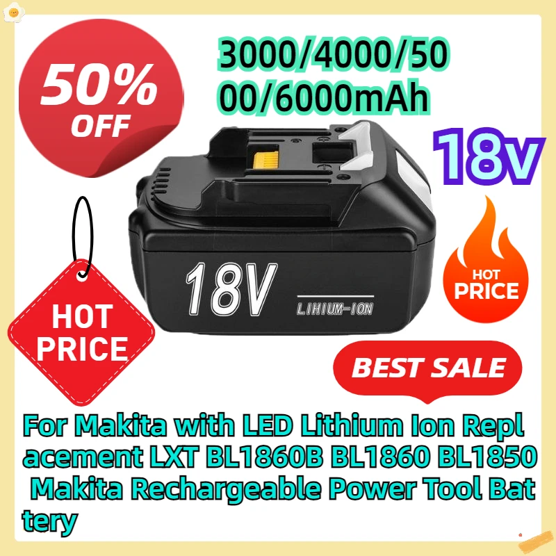 For Makita with LED Lithium Ion Replacement LXT BL1860B BL1860 BL1850 Makita Rechargeable Power Tool Battery
For Makita with LED Lithium Ion Replacement LXT BL1860B BL1860 BL1850 Makita Rechargeable Power Tool Battery