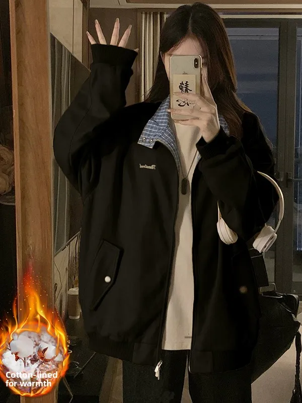 Thiened Plaid Сращивание Замшевый Хлопок Jaet Женский Sle Winter Faion Baseball orm Повседневная верхняя одежда Jaet
Thiened Plaid Сращивание Замшевый Хлопок Jaet Женский Sle Winter Faion Baseball orm Повседневная верхняя одежда Jaet
