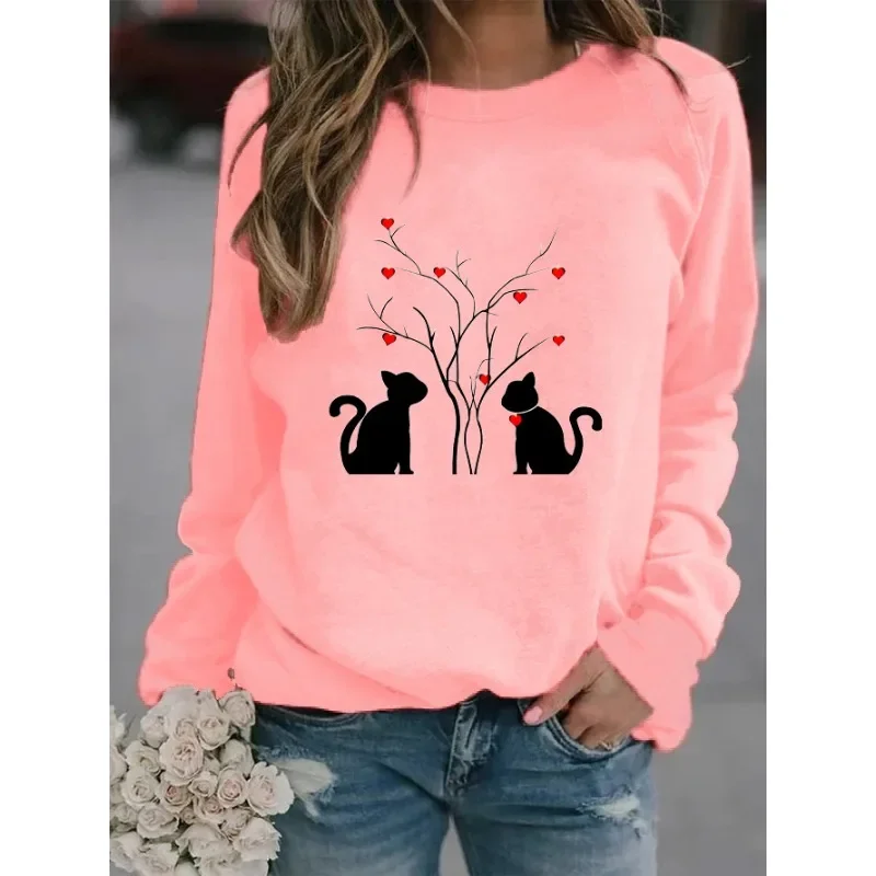 Cartoon Cat Print Long-sleeved Crew-neck Hoodie Sweatshirts Aesthetic Sweatshirt Streetwear Women Clothes
Cartoon Cat Print Long-sleeved Crew-neck Hoodie Sweatshirts Aesthetic Sweatshirt Streetwear Women Clothes