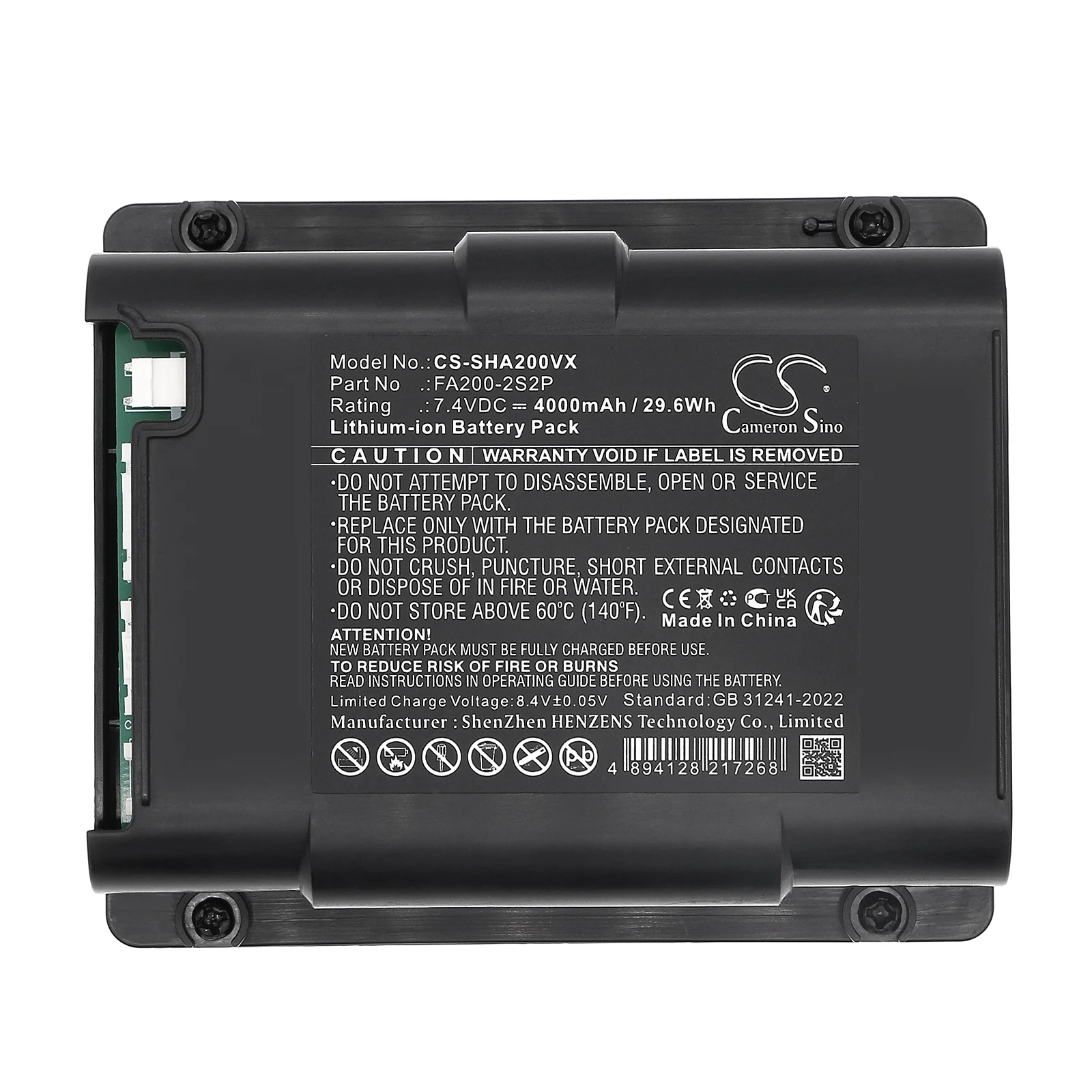 Сменная батарея CS для вентилятора Shark FA200, FlexBreeze Fan, артикул: FA200-2S2P, 4000 мАч / 29,6 Вт·ч
Сменная батарея CS для вентилятора Shark FA200, FlexBreeze Fan, артикул: FA200-2S2P, 4000 мАч / 29,6 Вт·ч