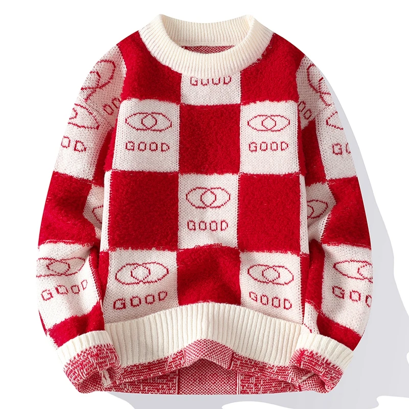 Fashion Plaid Sweater 2023 New Fall Winter Korean Casual Harajuku Knitwear Men Thick Warm Jumper High End Mens Cashmere Sweaters
Fashion Plaid Sweater 2023 New Fall Winter Korean Casual Harajuku Knitwear Men Thick Warm Jumper High End Mens Cashmere Sweaters