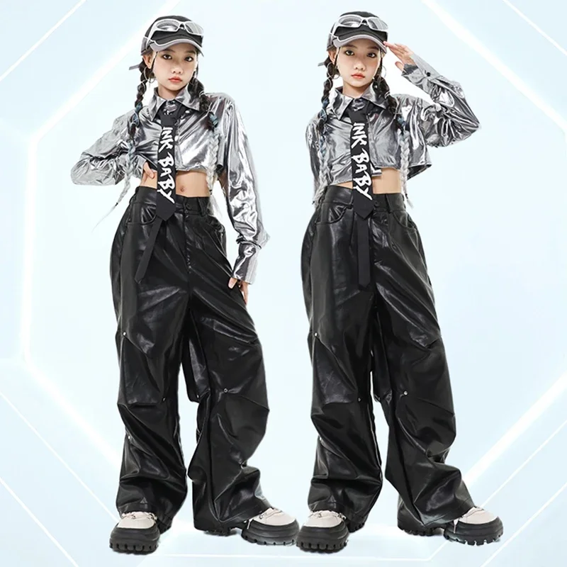 Jazz Dance Costume Girls Hip Hop Street Dance Stage Outfit Children Fashion Clothes Silver Shirt Loose Black Cargo Pants
Jazz Dance Costume Girls Hip Hop Street Dance Stage Outfit Children Fashion Clothes Silver Shirt Loose Black Cargo Pants