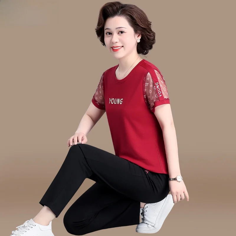Loose Short Sleeve Running Suit Set for Women Middle-Aged And Elderly Fashionable Summer Clothing Two-Piece Set round Neck
Loose Short Sleeve Running Suit Set for Women Middle-Aged And Elderly Fashionable Summer Clothing Two-Piece Set round Neck