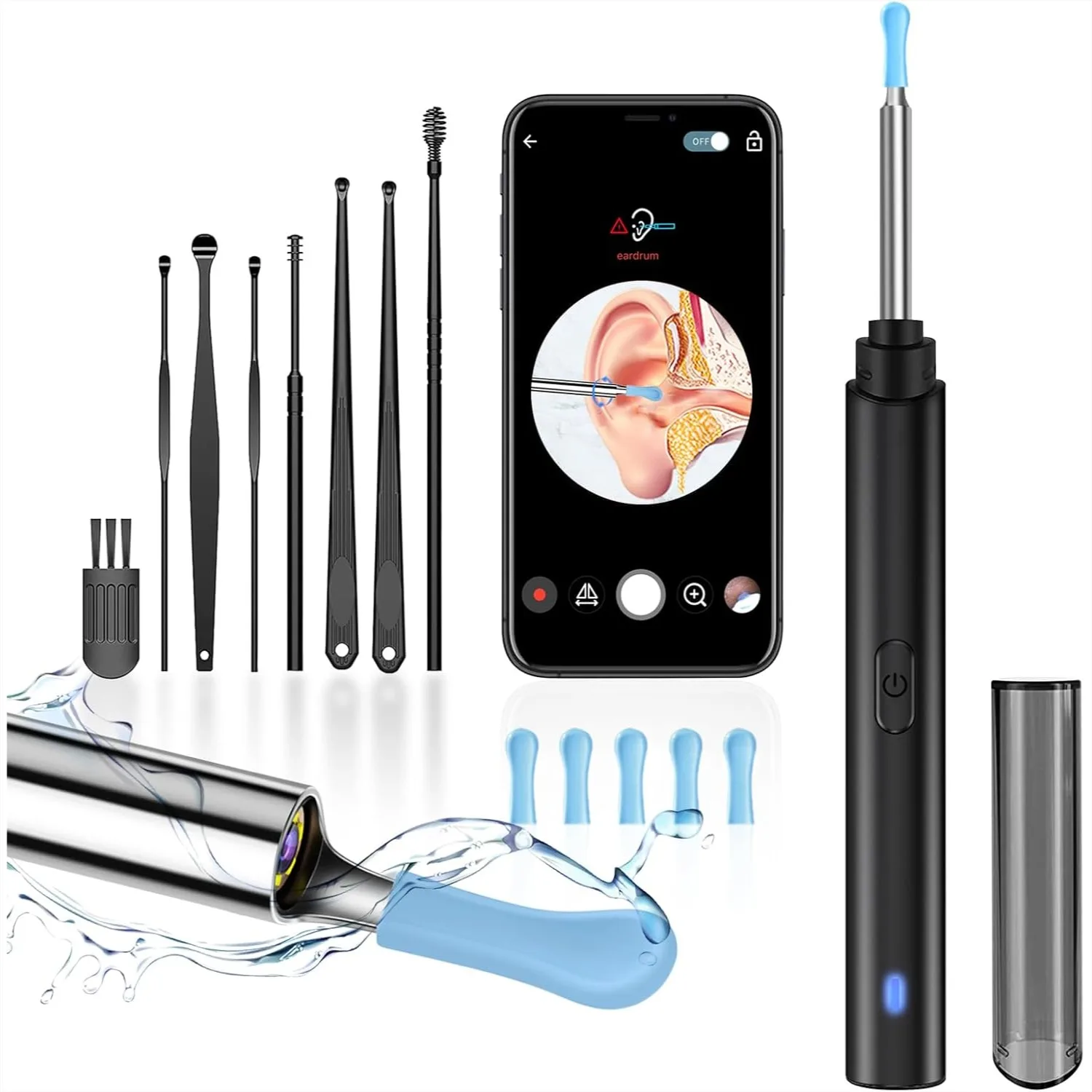 Ear Wax Removal Kit with 1296P HD Camera and 6 LED Lights for iPhone iPad Android
Ear Wax Removal Kit with 1296P HD Camera and 6 LED Lights for iPhone iPad Android