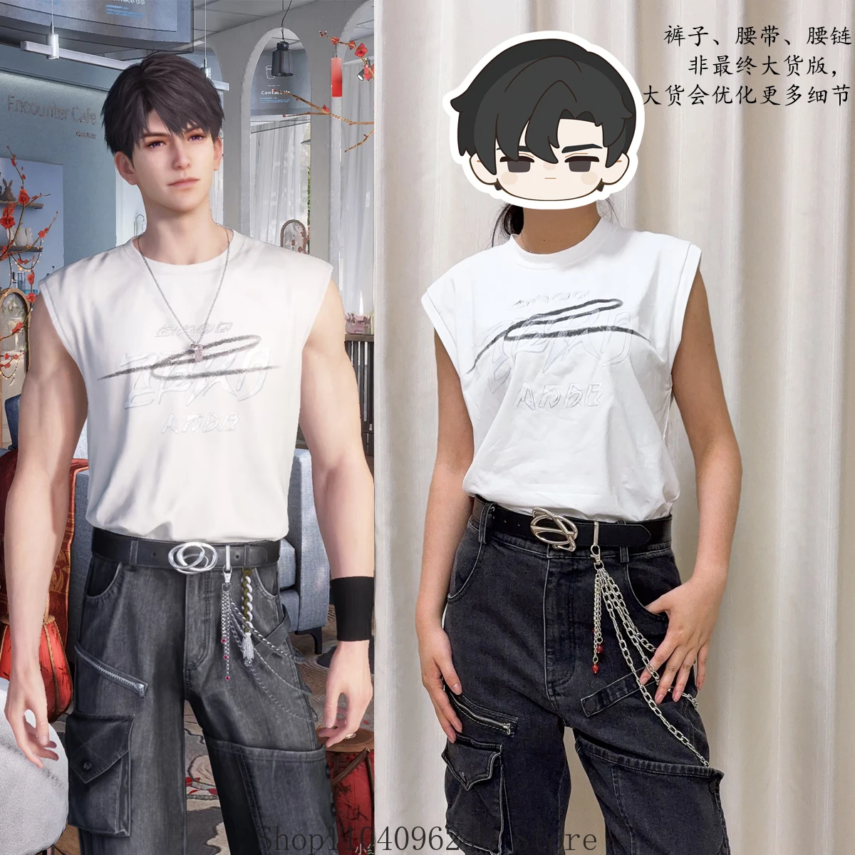 Love and Deepspace Caleb Anime Cosplay Sleeveless T-shirt Jeans Belt Waist Chain 5-piece Set Cosplay Costume Men Woman
Love and Deepspace Caleb Anime Cosplay Sleeveless T-shirt Jeans Belt Waist Chain 5-piece Set Cosplay Costume Men Woman