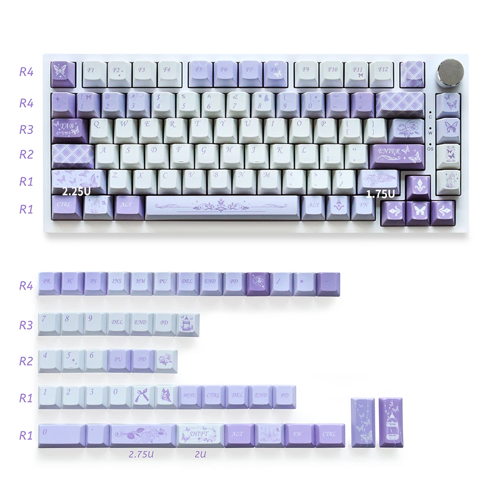 Колпачки для клавиш Butterfly Love Cherry Profile, пятисторонняя, Dye-Sub, материал PBT MX SwitchGH60/GK61/GK64/84/87/96/104/108 Механическая клавиатура 
Колпачки для клавиш Butterfly Love Cherry Profile, пятисторонняя, Dye-Sub, материал PBT MX SwitchGH60/GK61/GK64/84/87/96/104/108 Механическая клавиатура