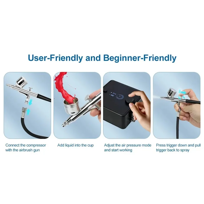 M12K-Rechargeable Dual-Action Airbrush Kit With Air Pump Battery Indicator For Makeup Painting Cake Making Barber
M12K-Rechargeable Dual-Action Airbrush Kit With Air Pump Battery Indicator For Makeup Painting Cake Making Barber