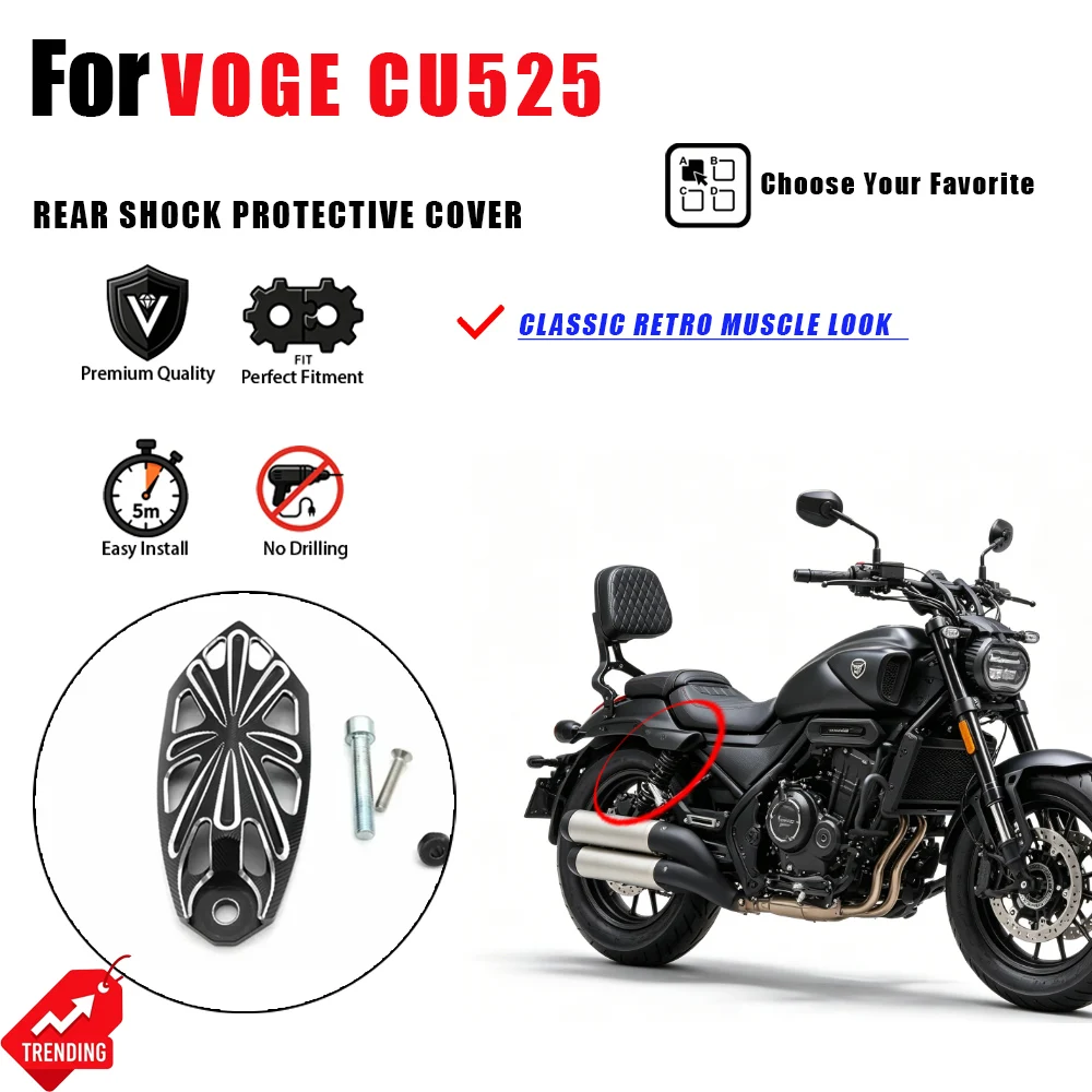 For VOGE CU525 Motorcycle Rear Shock Absorber Cover Suspension Protective Shell Retro Accesorios Moto Modified Parts
For VOGE CU525 Motorcycle Rear Shock Absorber Cover Suspension Protective Shell Retro Accesorios Moto Modified Parts