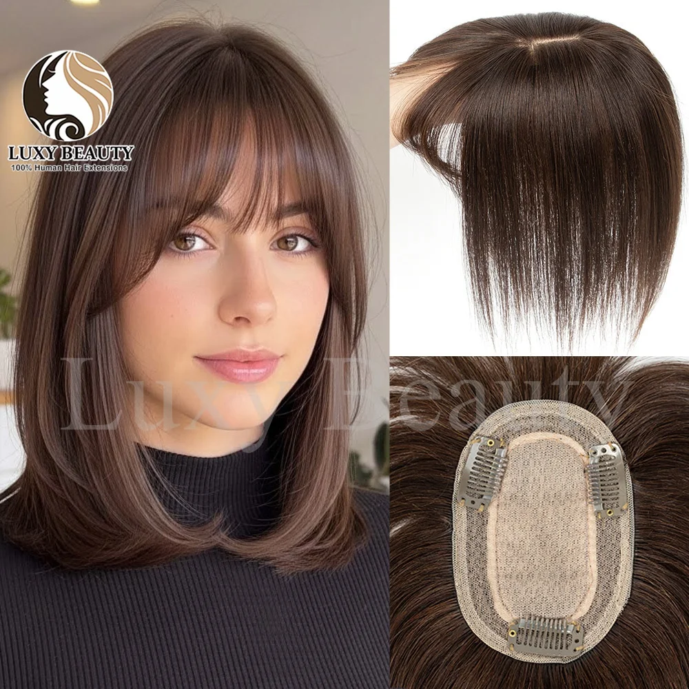 8x12cm Brown Human Hair Topper With Bangs Women Natural Black Highlights Blonde Skin Scalp Clip in Topper Hair Pieces Human Hair
8x12cm Brown Human Hair Topper With Bangs Women Natural Black Highlights Blonde Skin Scalp Clip in Topper Hair Pieces Human Hair