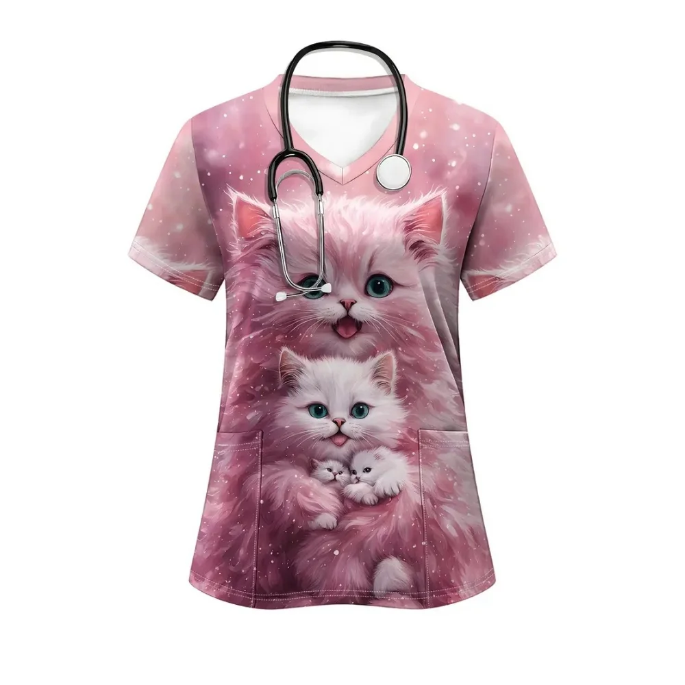 Clinical Uniform Woman Cat Cartoon Print Fashion Vet Medical Clothes Comforts V-Neck Short Sleeve Top Health Nurse Uniform Woman
Clinical Uniform Woman Cat Cartoon Print Fashion Vet Medical Clothes Comforts V-Neck Short Sleeve Top Health Nurse Uniform Woman
