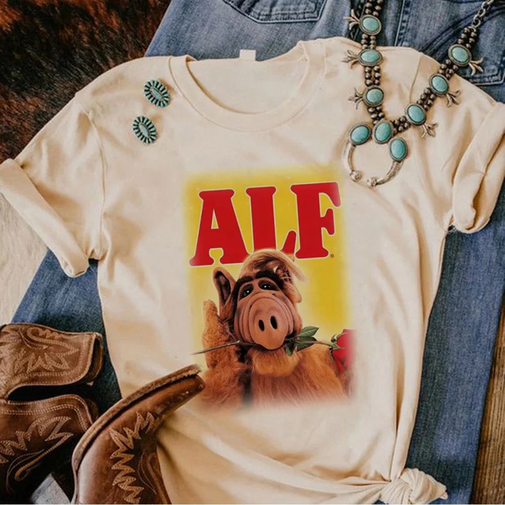 Женские футболки Alf в стиле Харадзюку, забавная комиксная футболка, Женская японская забавная одежда с графическим рисунком
Женские футболки Alf в стиле Харадзюку, забавная комиксная футболка, Женская японская забавная одежда с графическим рисунком