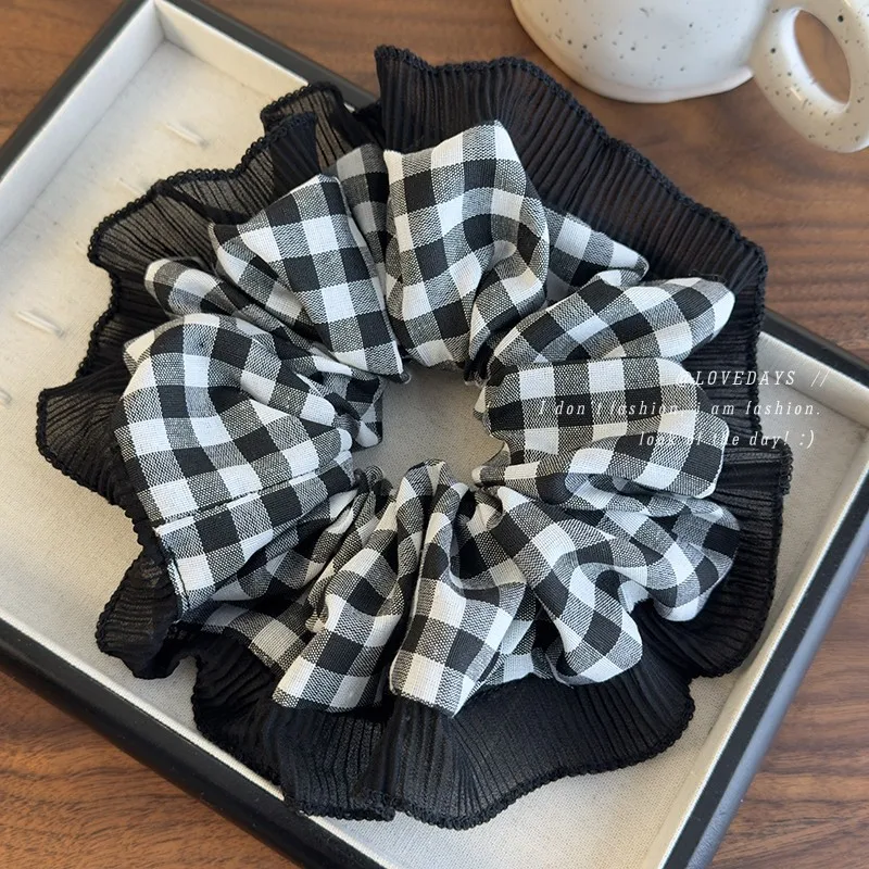 Black White Plaid Lace Scrunchie Artistic Elegant Bun Hair Tie For Girls Color Block Daily Party Use Premium Soft Secure Hold
Black White Plaid Lace Scrunchie Artistic Elegant Bun Hair Tie For Girls Color Block Daily Party Use Premium Soft Secure Hold