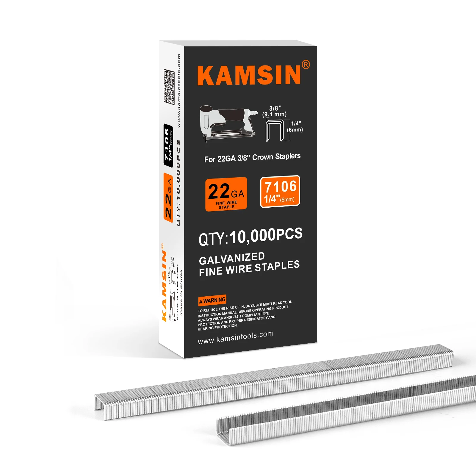 Оцинкованные скобы для обивки KAMSIN 7106 7110 22 Калибр 71 серии, Корона 9 мм, длина 6 и 10 мм, 10000 шт./кор.
Оцинкованные скобы для обивки KAMSIN 7106 7110 22 Калибр 71 серии, Корона 9 мм, длина 6 и 10 мм, 10000 шт./кор.