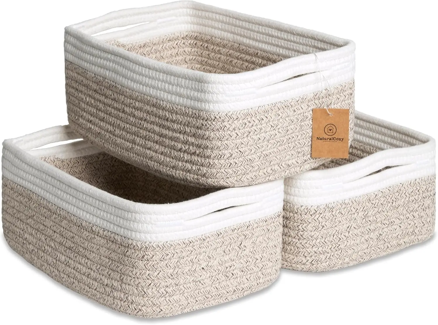 3 Pack Cotton Rope Woven Storage Baskets for Shelves, Organizing Nursery, Bathroom, Closet, Cube Shelf - Decorative Gift
3 Pack Cotton Rope Woven Storage Baskets for Shelves, Organizing Nursery, Bathroom, Closet, Cube Shelf - Decorative Gift