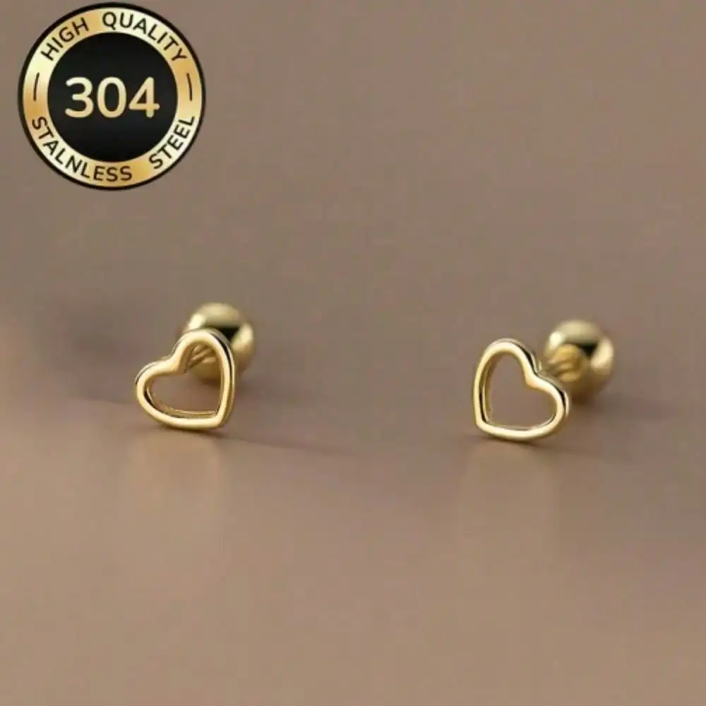 A pair of hypoallergenic 304 stainless steel cartilage studs featuring a cutout heart design and screw-on ball backings. These high-quality, minimalist, and stylish earrings are perfect for both everyday wear and parties.
A pair of hypoallergenic 304 stainless steel cartilage studs featuring a cutout heart design and screw-on ball backings. These high-quality, minimalist, and stylish earrings are perfect for both everyday wear and parties.